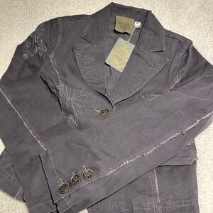 Elegant Embroidered Gray Blazer